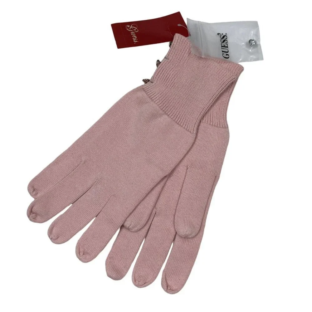 GUESS PINK  CHRYSTAL BUTTONS EMBELLISHED GLOVE 1 SIZE NEW WITH‎ TAG